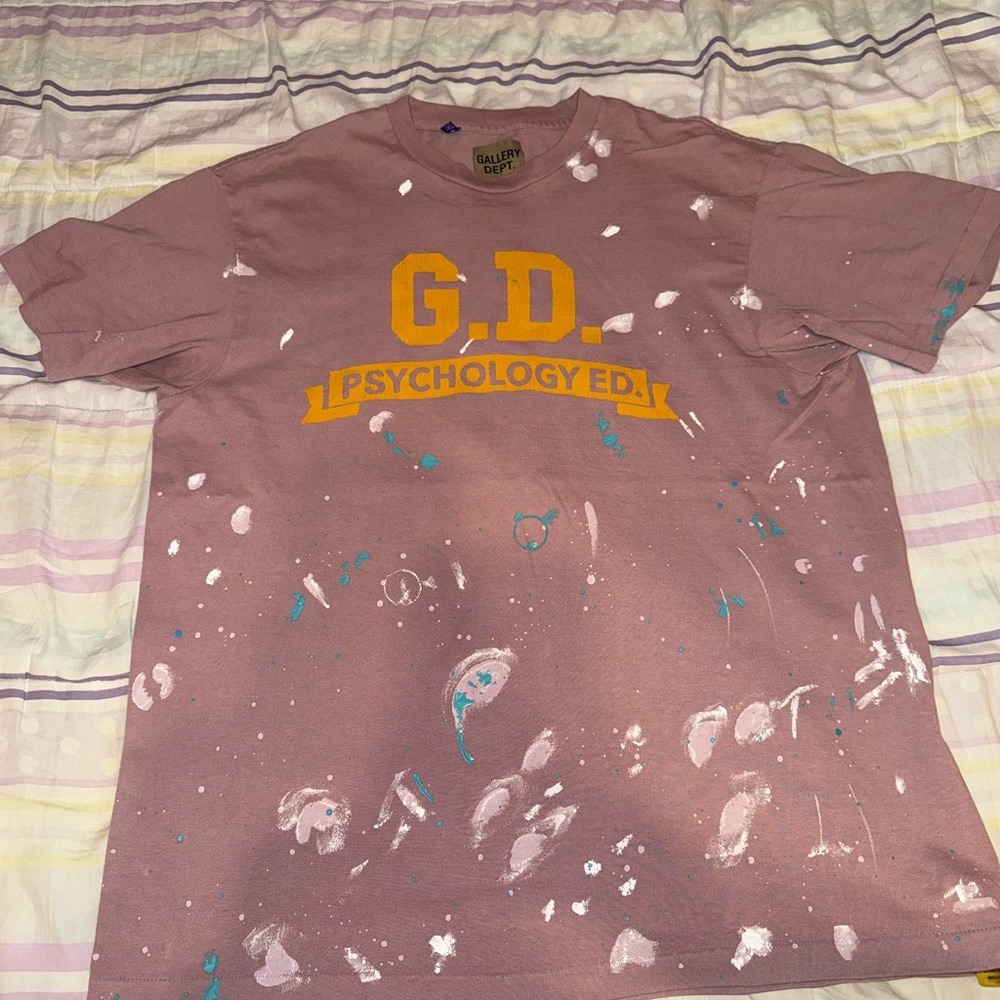 Gallery Purple Short Sleeve Tee with Artistic Distress (Fits Unisex)